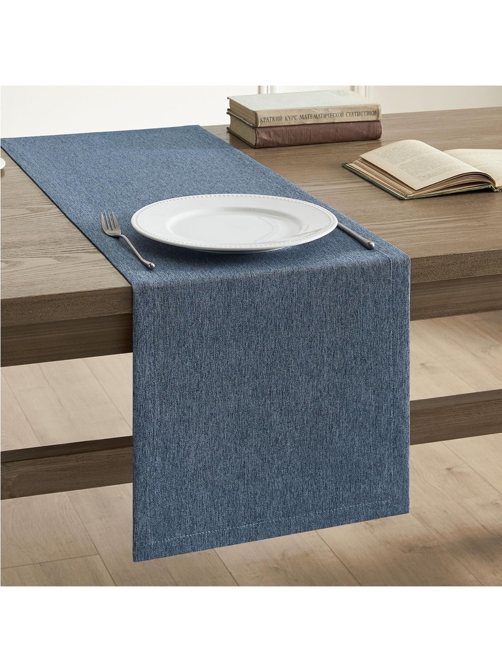 NEW Linen Style Table Runner, 14 x 48 Inch Navy Blue, Rustic Farmhouse